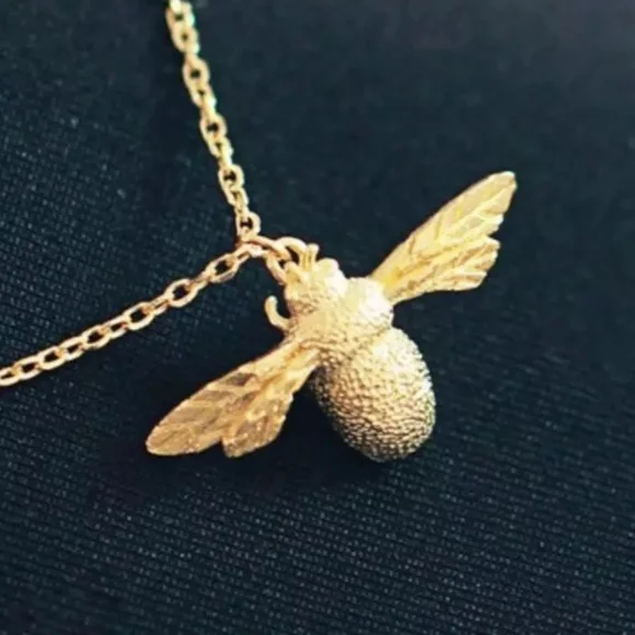 !NEW Gold Bee Necklace | 18k/.925 Adjustable Size - Picture 2 of 16